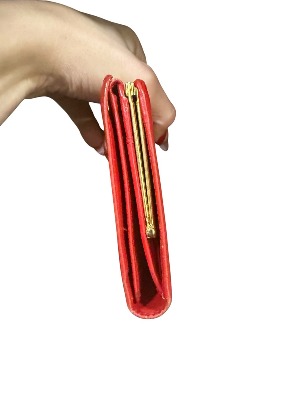 Vintage Gucci Red Leather GG Continental Wallet Clutch Kiss Lock Made in Italy - Picture 5 of 14